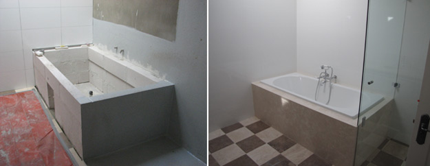 Before and after of bath