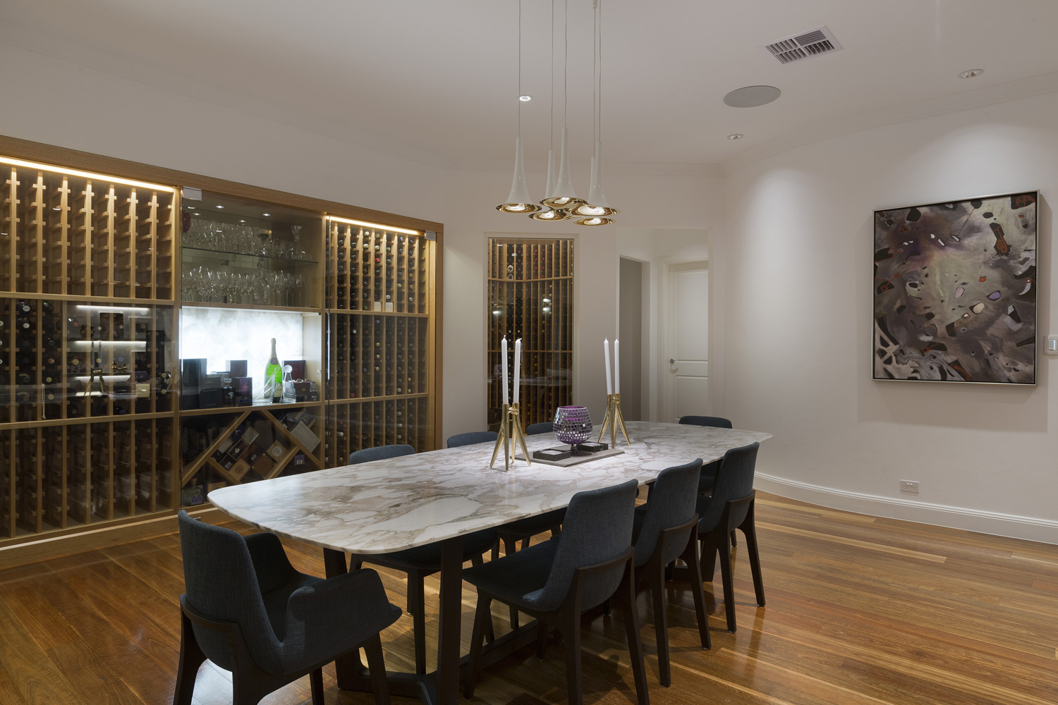 St Ives Mediterranean: dining area looking onto glass wine cellar