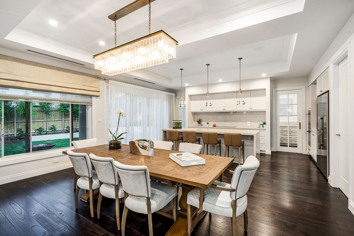 Pymble Classical Provincial: view from dining area to kitchen
