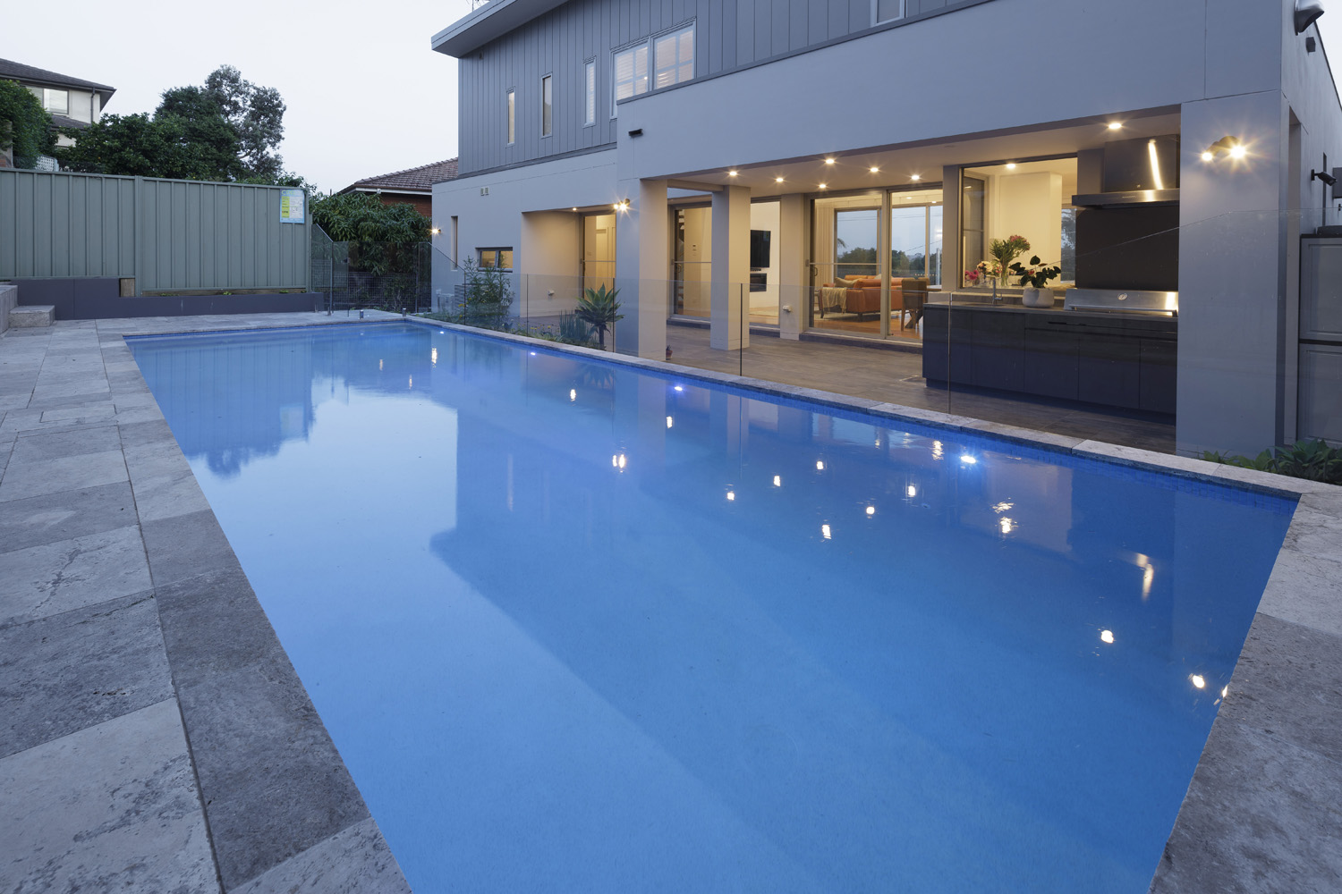 Brookvale Modern: pool at dusk