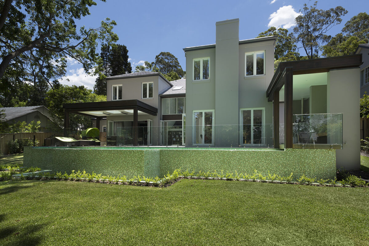 Warrawee Neo-Georgian: view from backyard onto the house